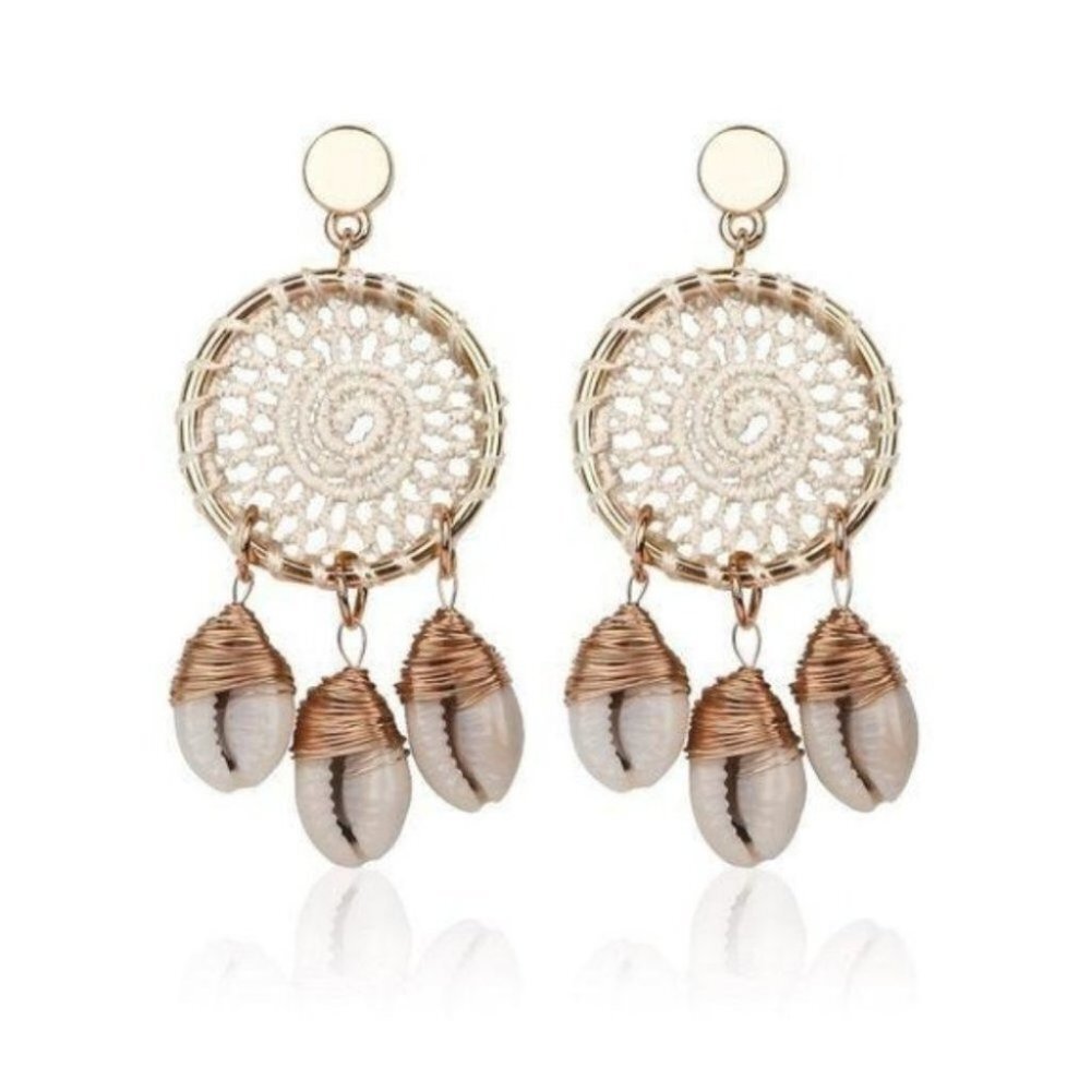 Big hoop Shell Dreamcatche Drop earrings